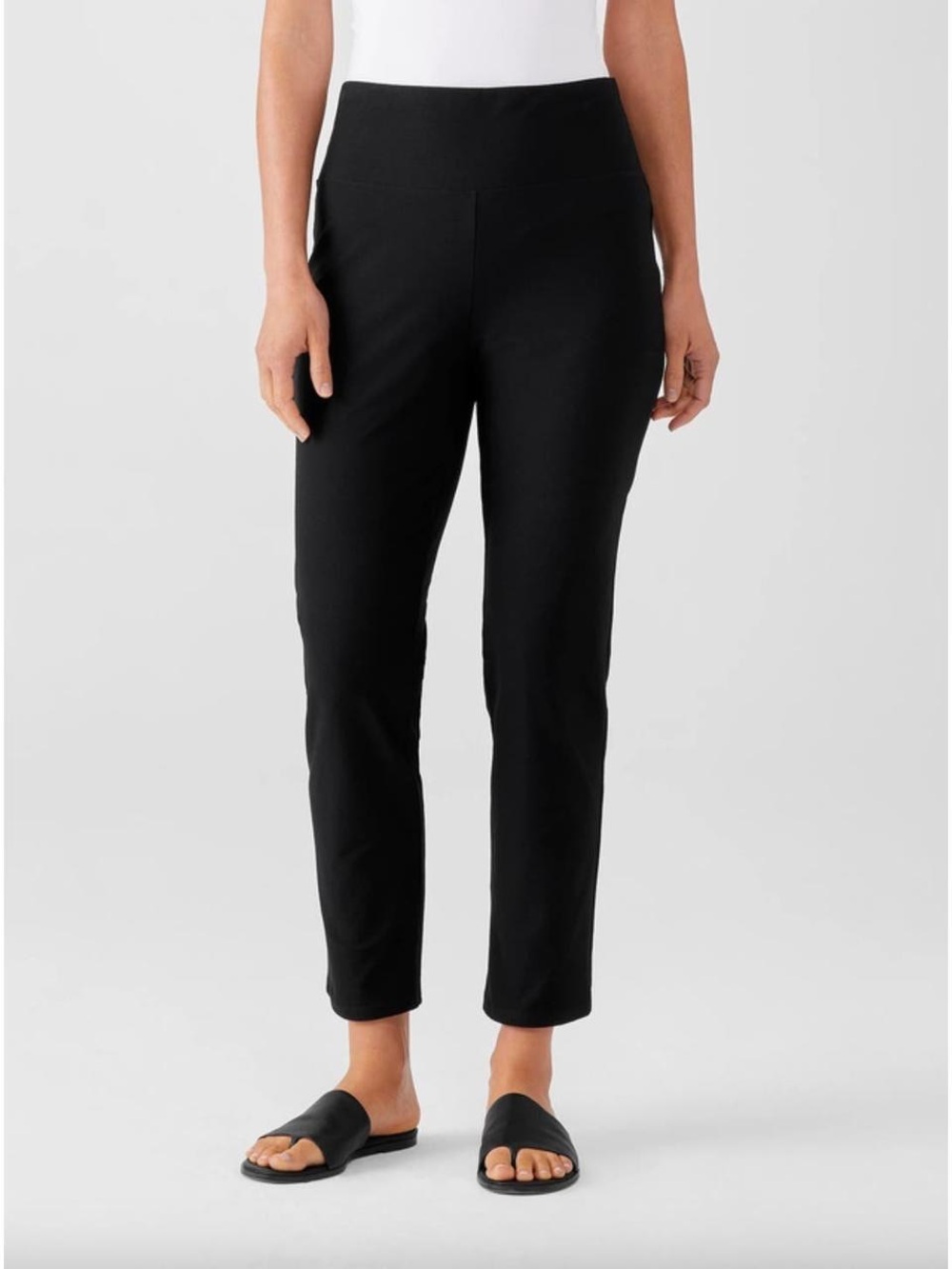 Eileen Fisher Black Washable Stretch Crepe Pants M Minimalist